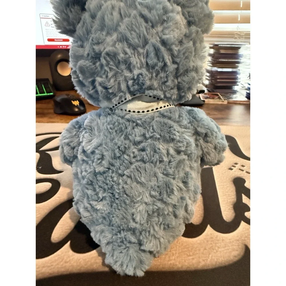 The Polar Express Beanie Bear Plush Stuffed‎ Toy Embroidered Foot Bow Blue